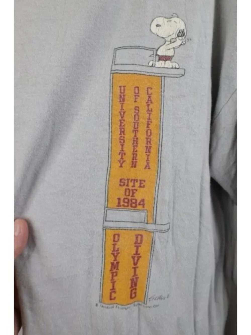 Vtg 80s Mens Large Snoopy USC 1984 LA Olympics Diving Long Sleeve T-Shirt USA
